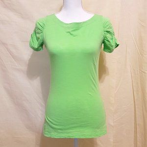 LILLY PULITZER Green Fitted Short Sleeve Blouse Pima Cotton